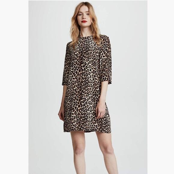 Equipment Aubrey Silk Animal Print Dress - Picture 1 of 8